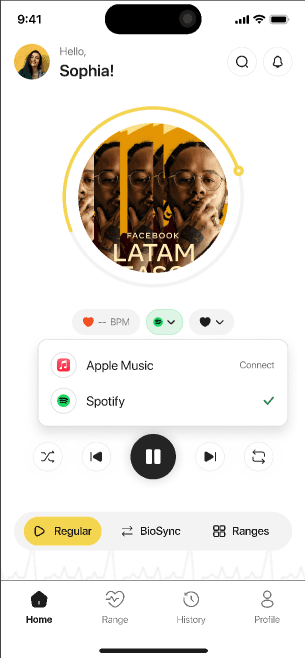 Provider selector: Apple Music, Spotify